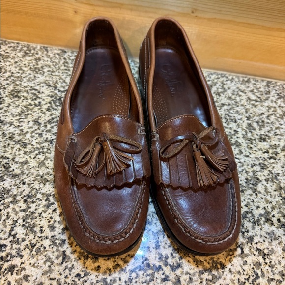 Cole Haan Men’s 10.5 Saddle Brown Kilt Leather Tassel Loafers - Picture 1 of 13